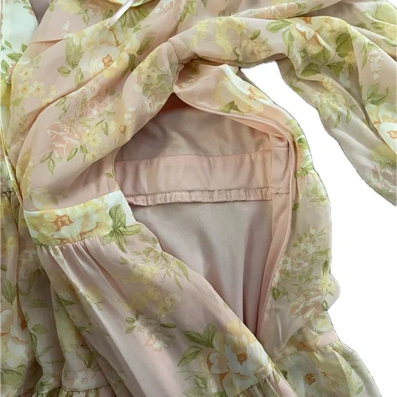 Floral Pink Long Sleeve Dress - Taylor Size 10 - Picture 2 of 5